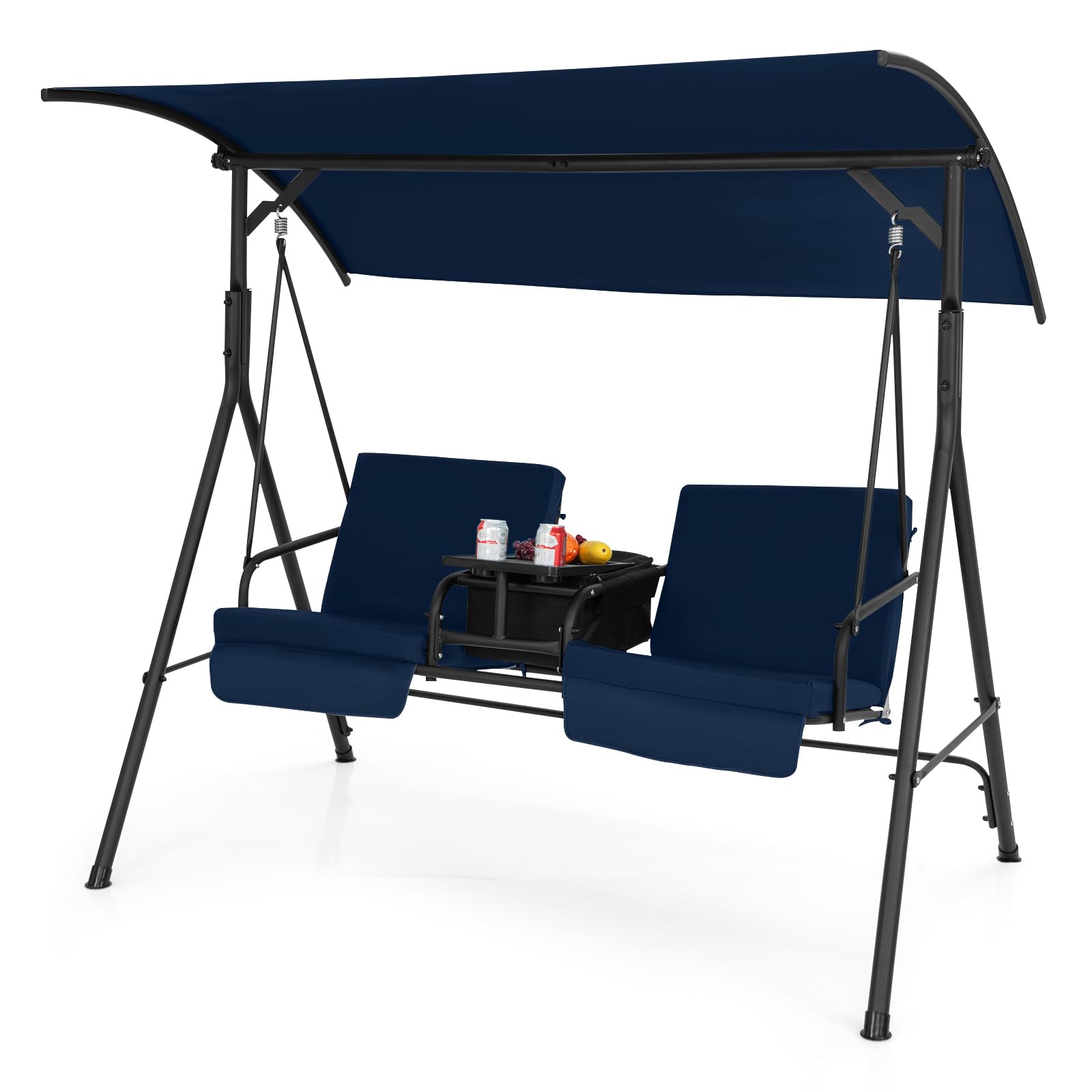Tangkula 2 Person Porch Swing with Cooler Bag