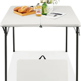 Tangkula 34" Folding Table, Portable Picnic Table with All-Weather HDPE Tabletop, Heavy-Duty Metal Frame
