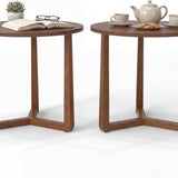 Tangkula Farmhouse Side Table | 22.5" Round End Table with Solid Rubber Wood Legs (1/2)