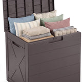 Tangkula 25 Gallon Waterproof PP Resin Outdoor Storage Box with Lockable Lid