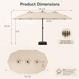 Tangkula 15.5 FT Solar Patio Umbrella with Base Included