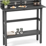 Tangkula Outdoor Bar Table, 48 Inch Patio Pub Height Table with Storage Shelf & Adjustable Foot Pads