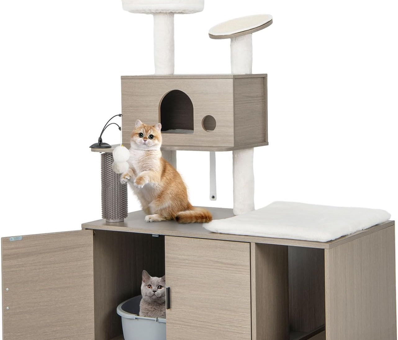 Cat Tree with Litter Box Enclosure - Tangkula