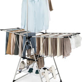 Tangkula 2-Level Clothes Drying Rack, Foldable Drying Hanger w/ Height-Adjustable Gullwing, Steel Frame