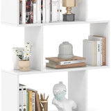 Tangkula 5-Tier Geometric Bookshelf S Shaped Bookcase w/Anti-Toppling Device