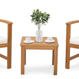 Tangkula 3 Pieces Outdoor Furniture Set, Acacia Wood Conversation Set with Soft Seat Cushions