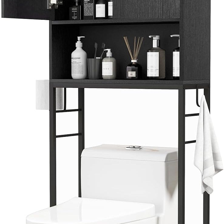 Tangkula Over The Toilet Storage Cabinet, Freestanding Toilet Rack w/ 2 Doors, Adjustable Shelf