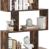 Tangkula 5-Tier Geometric Bookshelf S Shaped Bookcase w/Anti-Toppling Device