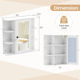 Tangkula Bathroom Wall Cabinet with Mirror 26 x 6.5 x 25 Inches  Wall-Mounted Medicine Cabinet with Mirrored Door