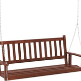 Tangkula 2/3 Person Wooden Porch Swing, Hanging Patio Swing with 2 Adjustable Galvanized Metal Chains