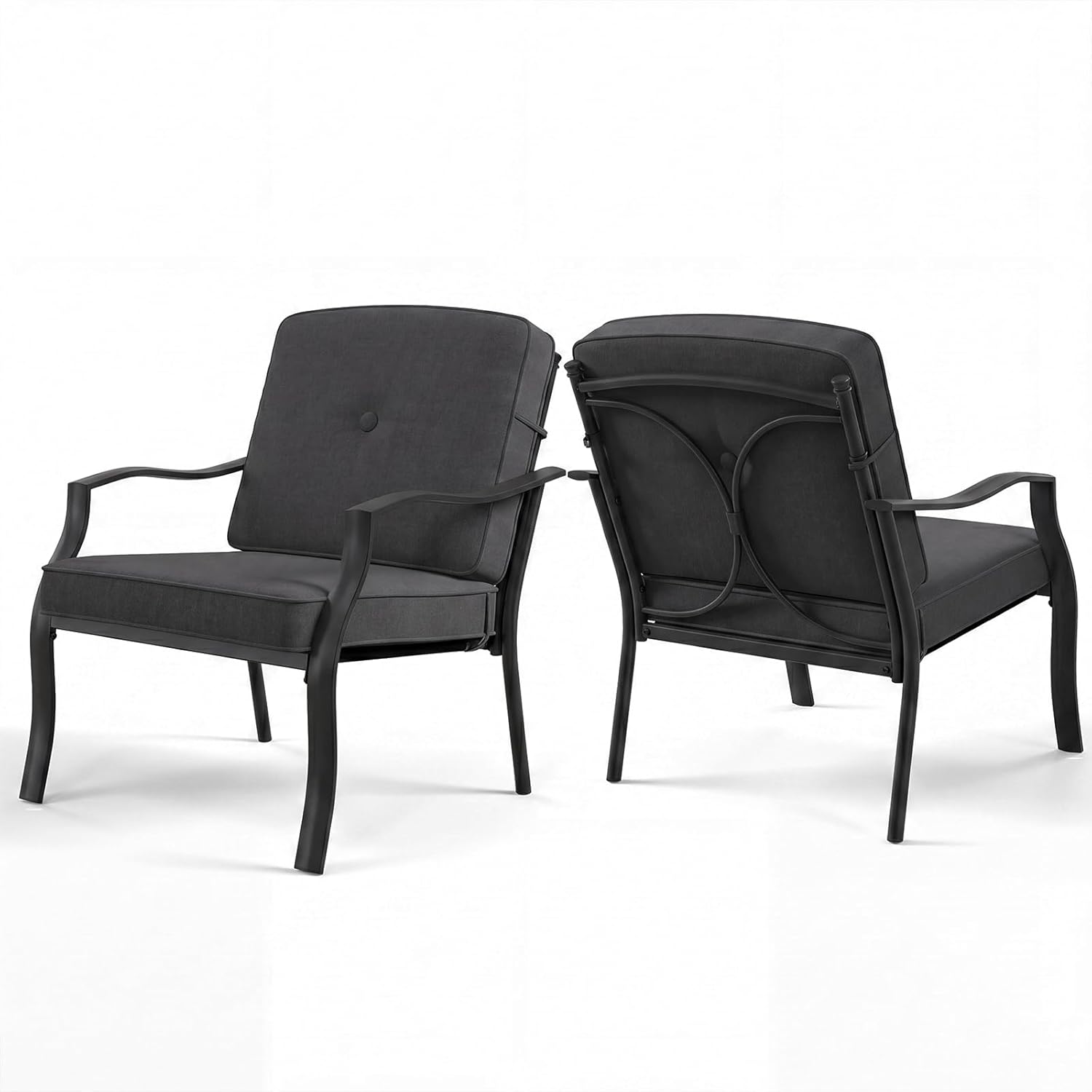 Tangkula 2/4 Pieces Outdoor Dining Chairs | Heavy Duty 330 lbs Metal Frame Ergonomic Design Patio Chair with Soft Cushions