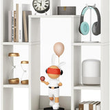 Tangkula 35.5” Geometric Bookshelf, Freestanding Wood Open Bookcase with 7 Cubes, Anti-Toppling Devices
