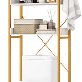 Tangkula Over The Toilet Storage Rack, 3-Tier Bathroom Space Saver w/ 4 Hooks & Adjustable Bottom Bar