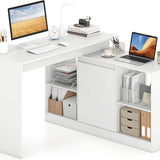 Tangkula L-Shaped 48" Reversible Corner Writing Desk with 2-Way Cabinet & 4 Storage Compartments