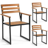 Tangkula Acacia Wood Patio Armchairs w/Heavy-Duty Metal Frame (2/3/4/6)