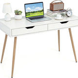 Tangkula Modern Writing Study Desk with 2 Storage Drawers