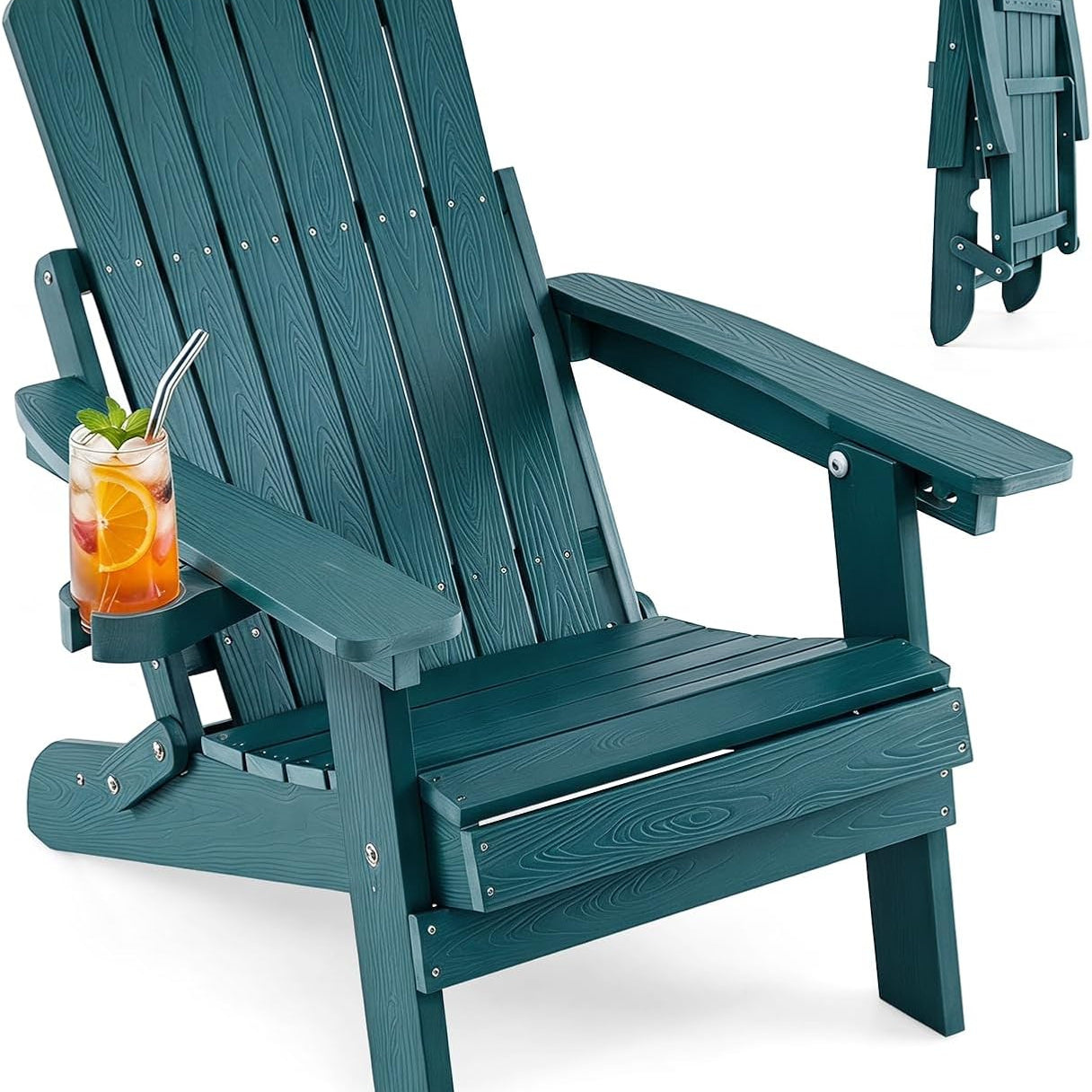 Tangkula Folding HIPS Outdoor Adirondack Chair w/5-Level Backrest (1/2/4)