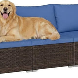 Tangkula 3 Pieces Patio Sectional Sofa Set with Soft Cushions