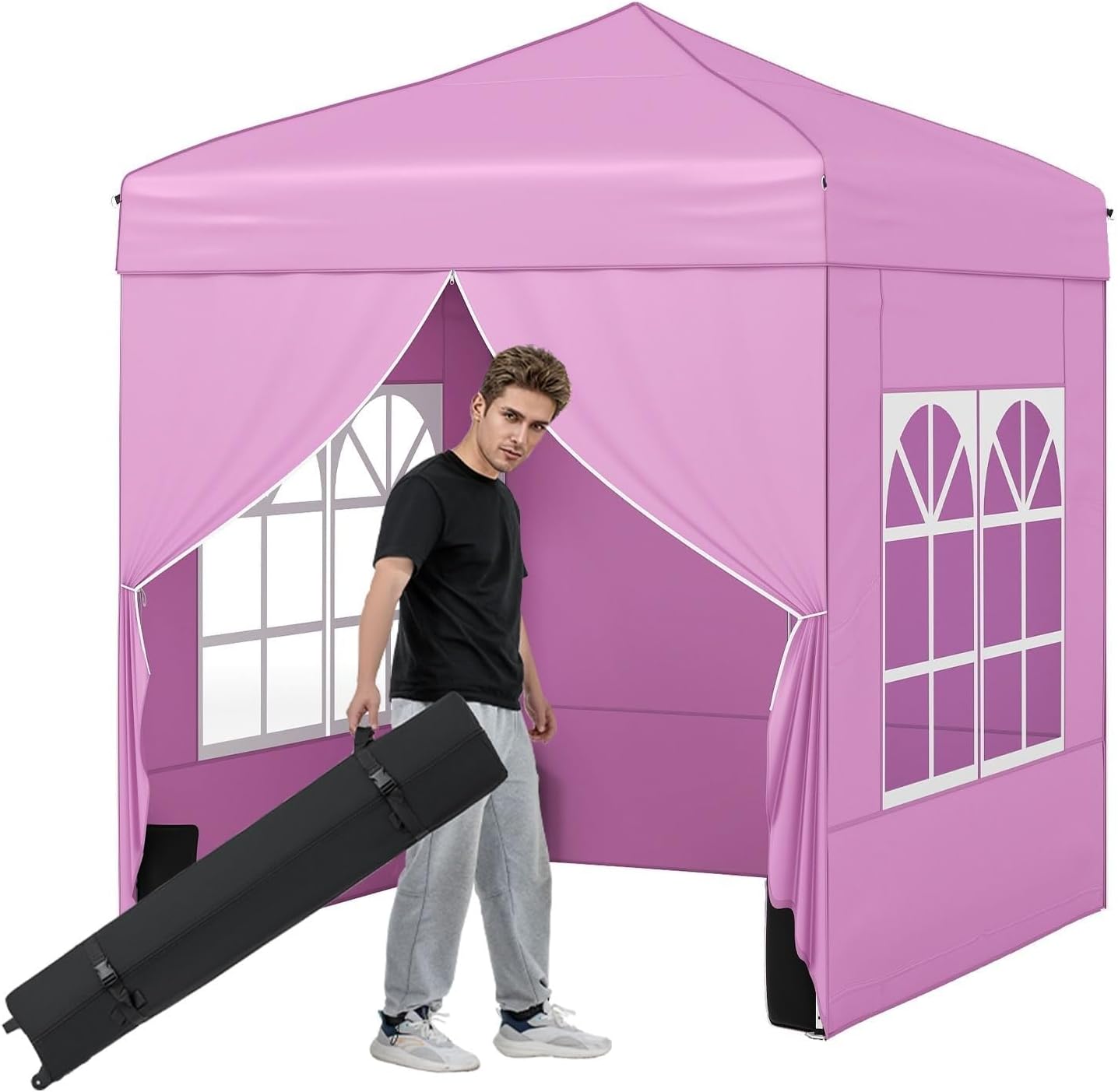 Tangkula 6.5x6.5 FT Pop Up Canopy UPF50+ Outdoor Canopy Tent with Removable Sidewalls
