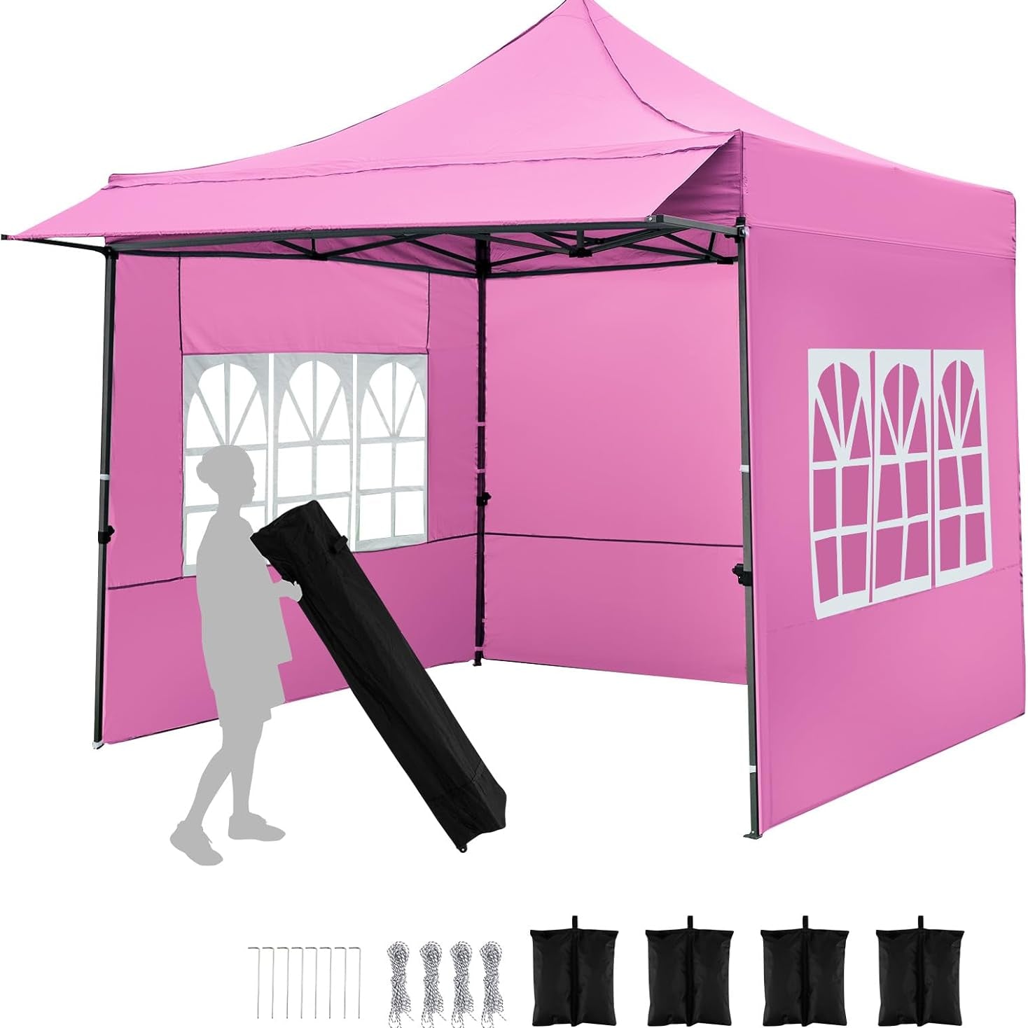 Tangkula 10 x 10 FT Pop up Canopy Tent with Sidewalls and Awning for Party Picnic Event