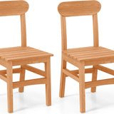 Tangkula Wooden Armless Dining Chair with Slatted Seat & Curved Backrest