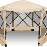 Tangkula 11.5x11.5 Ft Pop Up Gazebo with Netting, Portable Screen Tent with 6 Sided Mesh Walls
