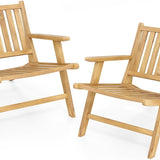 Tangkula Outdoor Teak Wood Natural Mid Century Accent Armchair