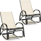Tangkula Rocking Chair Outdoor, 2-in-1 Convertible Lounge Chair with 4-Level Adjustable Backrest