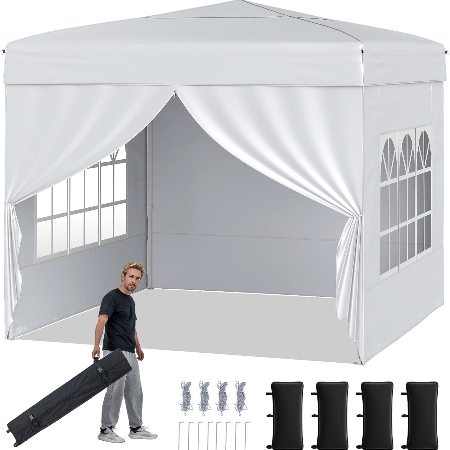 Tangkula 10x10 FT Pop Up Canopy Outdoor Canopy Tent with 4 Removable Sidewalls