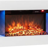 Tangkula 3-Sided 18" WiFi Electric Fireplace with 32" Floating Mantel | 750W/1500W, Wall Mounted, 12 Flame Colors