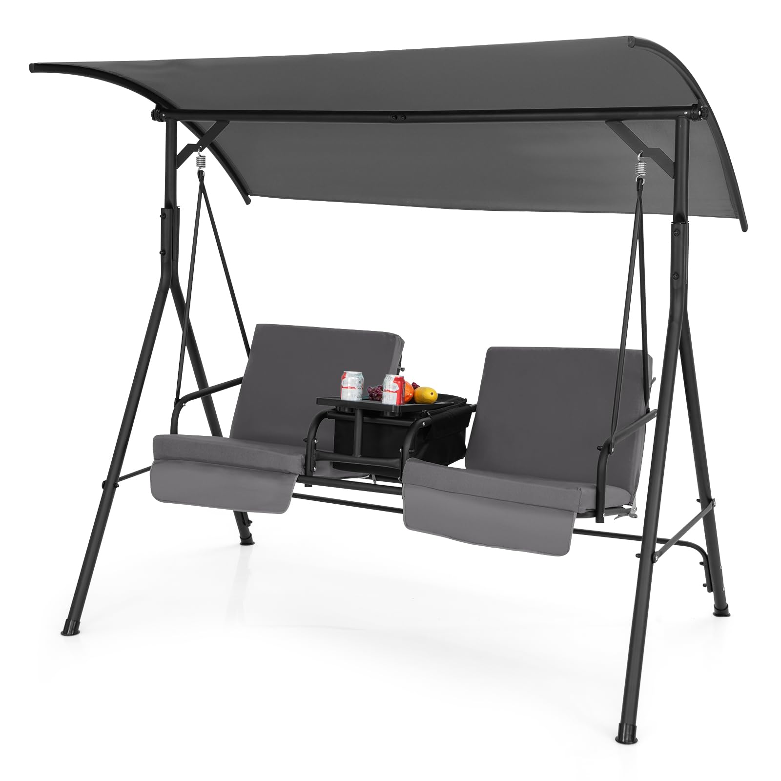 Tangkula 2 Person Porch Swing with Cooler Bag