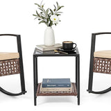 Tangkula 3-Piece Outdoor Rocking Chair Set for Garden