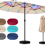 Tangkula 15.5 FT Solar Patio Umbrella with Base Included