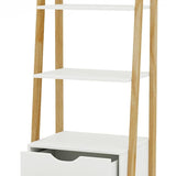 Tangkula Ladder Shelf Bookcase, Free Standing 4-Tier Bookshelf with 2 Storage Drawers