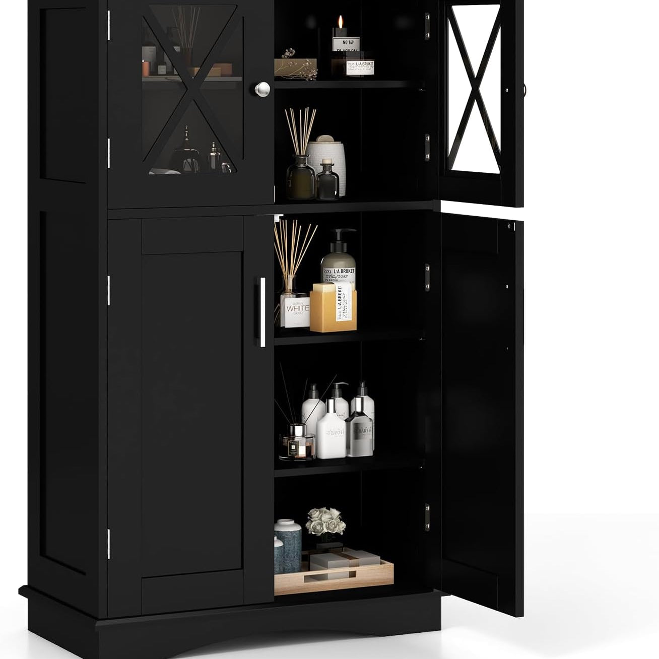Tangkula Bathroom Storage Cabinet, Freestanding Floor Cabinet