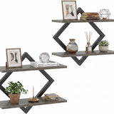 Tangkula Set of 2 Floating Shelves for Wall with Geometric Frame