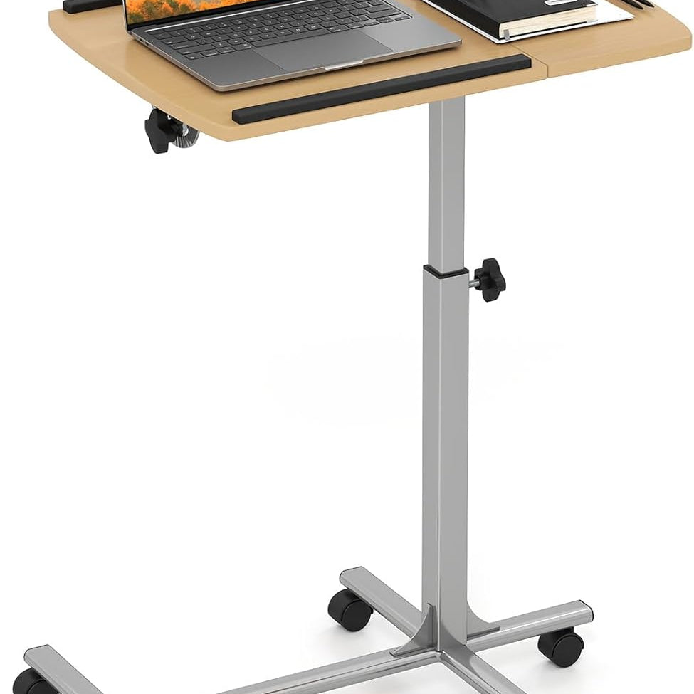 Tangkula Overbed Laptop Desk, Mobile Laptop Stand with Tilting Tabletop