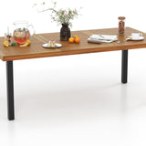 Tangkula Patio Acacia Wood Dining Table for 6 Persons, Large Rectangular Dining Table with Metal Legs