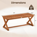 Tangkula Wood Outdoor Bench Backless, 2-Person Patio Dining Bench