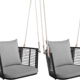 Tangkula Outdoor Metal Porch Swing | Single Person Hanging Seat w/Woven Rattan Backrest (1/2)