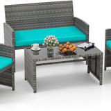 Tangkula 4 Piece Patio Wicker Furniture Set