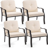 Tangkula 2/4 Pieces Outdoor Dining Chairs | Heavy Duty 330 lbs Metal Frame Ergonomic Design Patio Chair with Soft Cushions