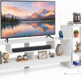 Tangkula Cube TV Stand for 55 Inch TV with Power Outlets & Open Storage Shelves