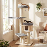 Tangkula Modern Cat Tree,  Multi-Level Large Cat Tower w/Cat Condo, Hammocks & Hanging Basket