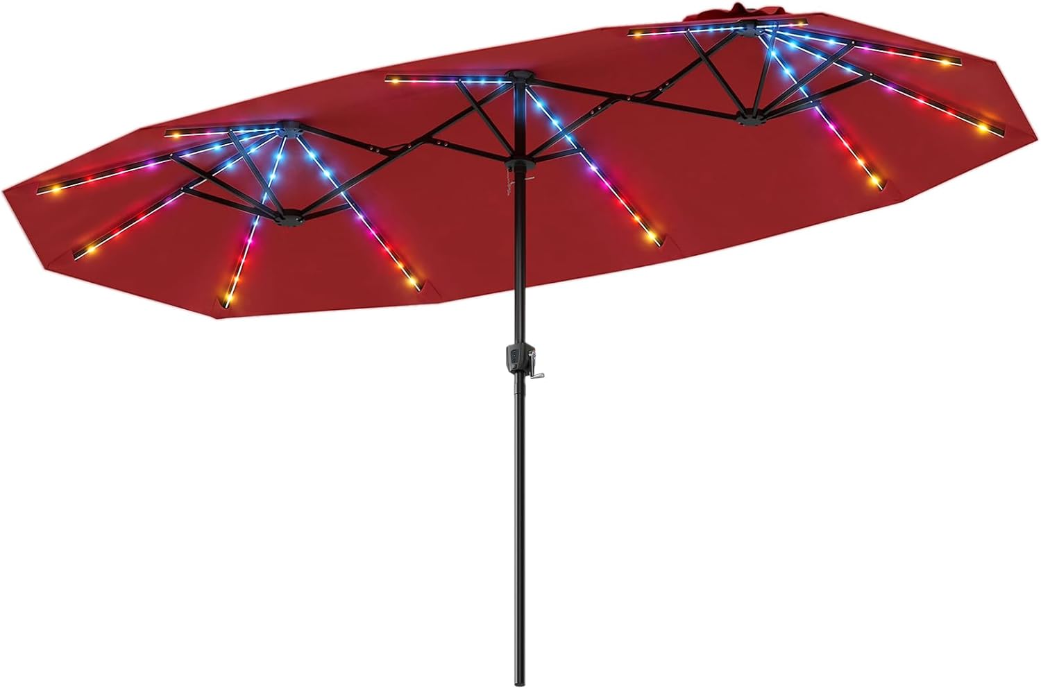 Tangkula 13 Ft Double-Sided Extra Large Outdoor Market Table Umbrella with 108 Multi-Colored Flowing LED Lights