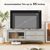 Tangkula Gray TV Stand for 55-Inch TV, 47.5” TV Console Table with Drawers