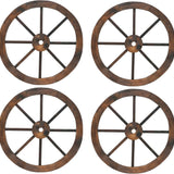 Tangkula 24 Inch Set of 2/4 Decorative Wooden Wagon Wheel Carbonized Solid Fir Wood