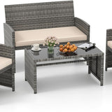 Tangkula 4 Piece Patio Wicker Furniture Set
