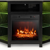 Tangkula Fireplace Corner TV Stand with LED Lights & Smart APP Control for 50 Inches TV