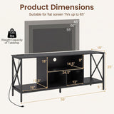 Tangkula Industrial TV Stand &LED Lights for 65" TV